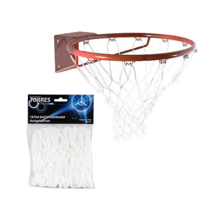 Купить Сетка баскетбольная Torres, нить 4 мм, белая в Шарыпове 